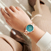 Athens Turquoise Dial Rose Gold Metallic Strap Watch