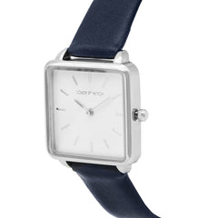 Emily Square White Dial Blue Strap Watch
