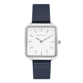 Emily Square White Dial Blue Strap Watch