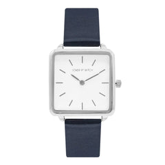 Emily Square White Dial Blue Strap Watch