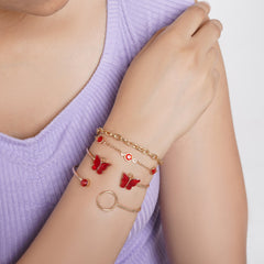 Bewitched Analeese Gold and Red charms bracelet stack