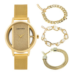 Kiss of Gold Watch Bracelet Stack