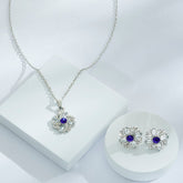 Inez Silver and Deep Blue Necklace Set