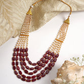 Teejh Aarushi Red Bead And Pearl Necklace
