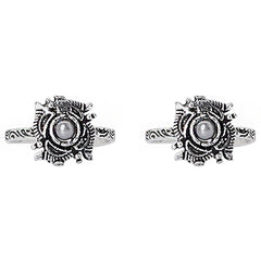 Teejh Niya White Stone Silver Oxidised Toe Rings