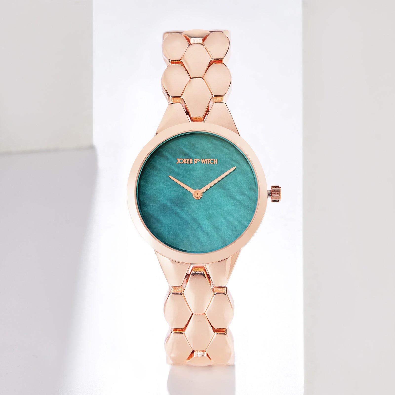 Athens Turquoise Dial Rose Gold Metallic Strap Watch