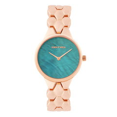 Athens Turquoise Dial Rose Gold Metallic Strap Watch
