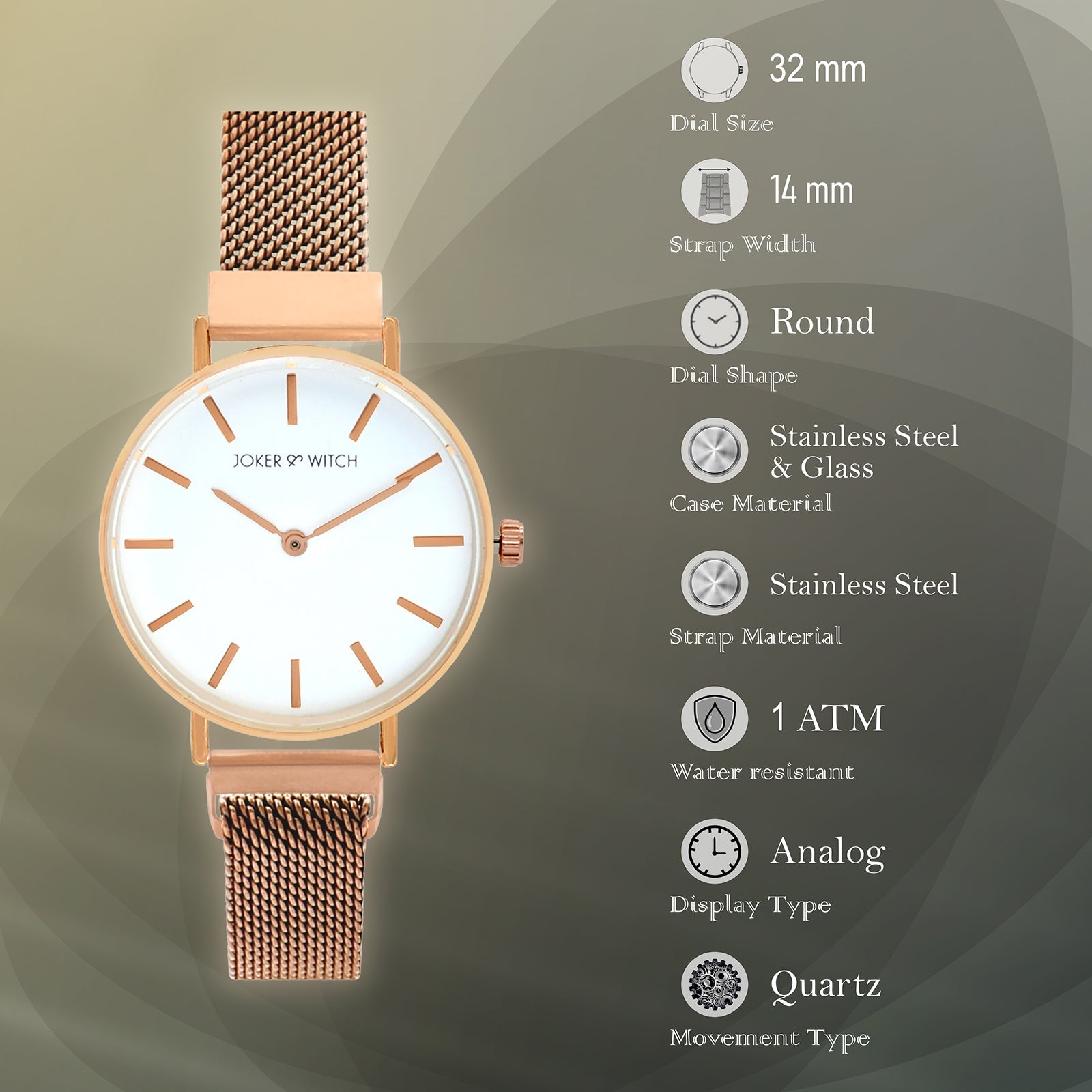 Natalie White Dial Rosegold Watch