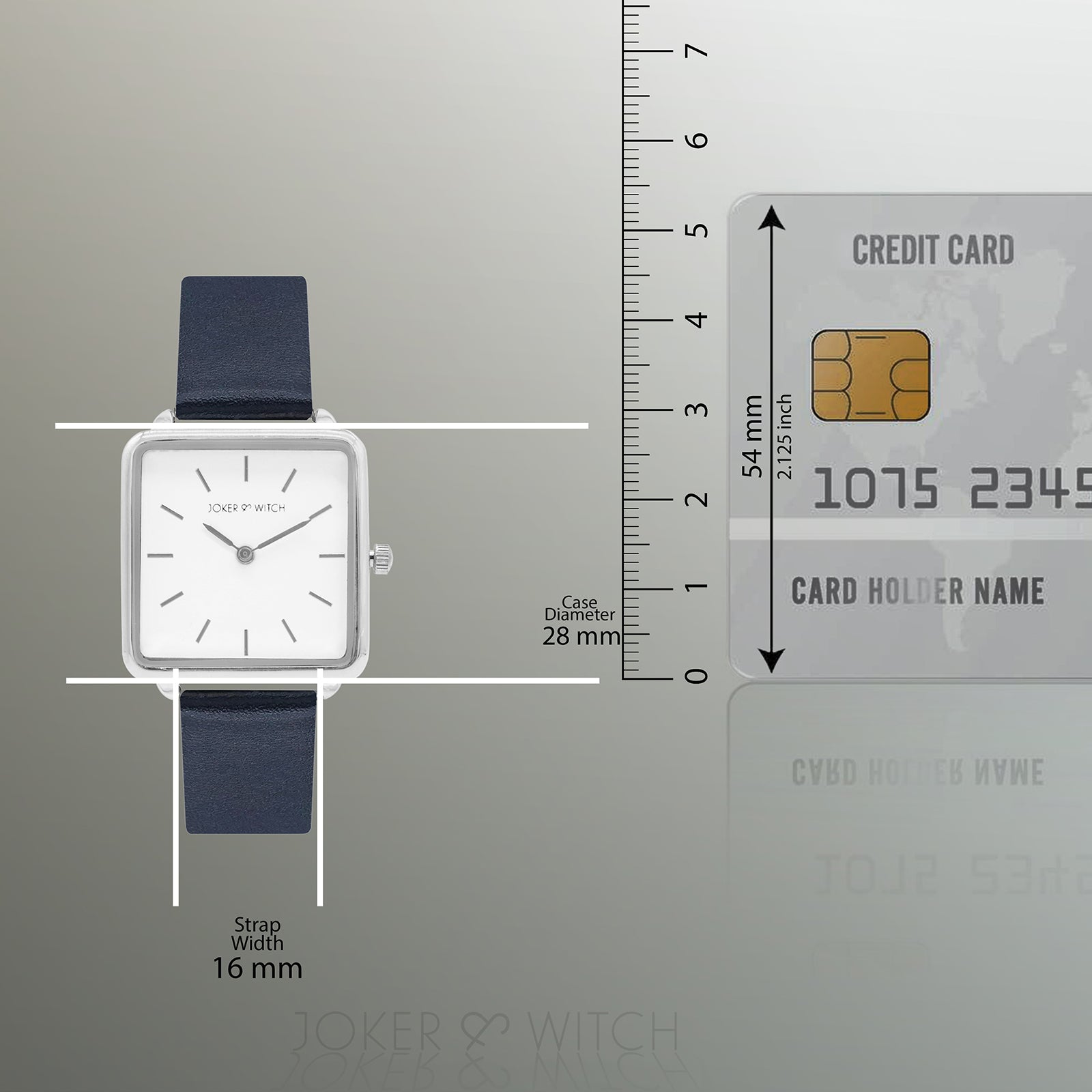 Emily Square White Dial Blue Strap Watch