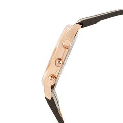 Boston White Dial Black Brown PU Strap Watch