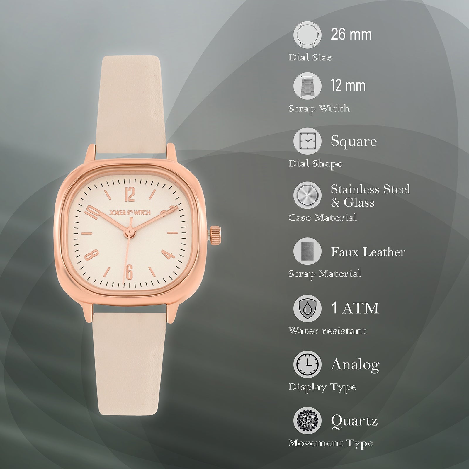 Cinque Rosegold Beige PU Strap Watch