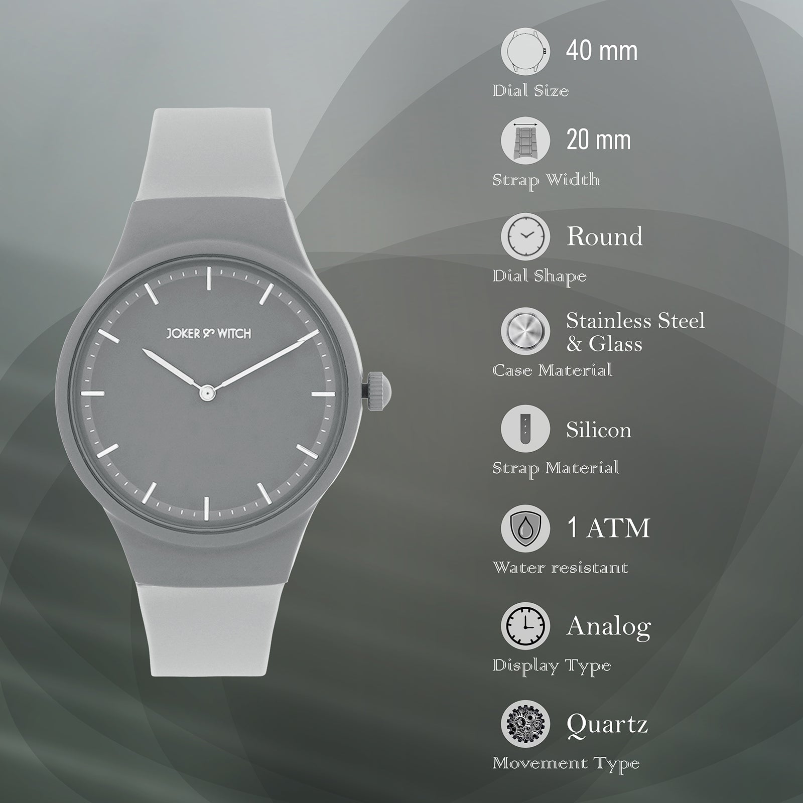 Riviera Grey Silicone Strap Watch