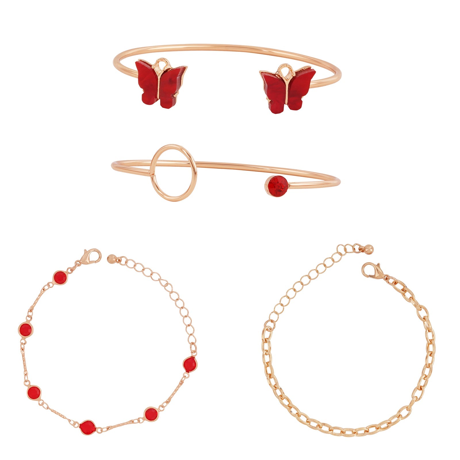 Bewitched Analeese Gold and Red  charms bracelet stack