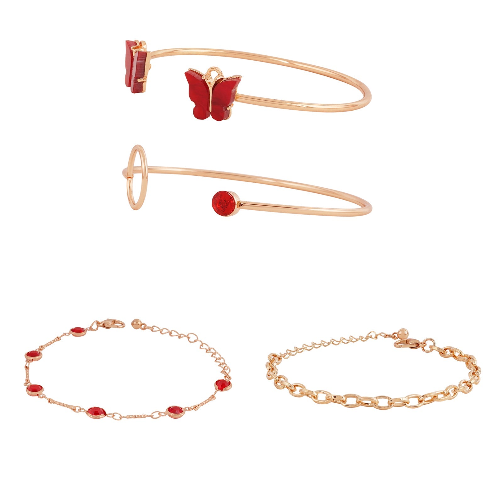 Bewitched Analeese Gold and Red  charms bracelet stack