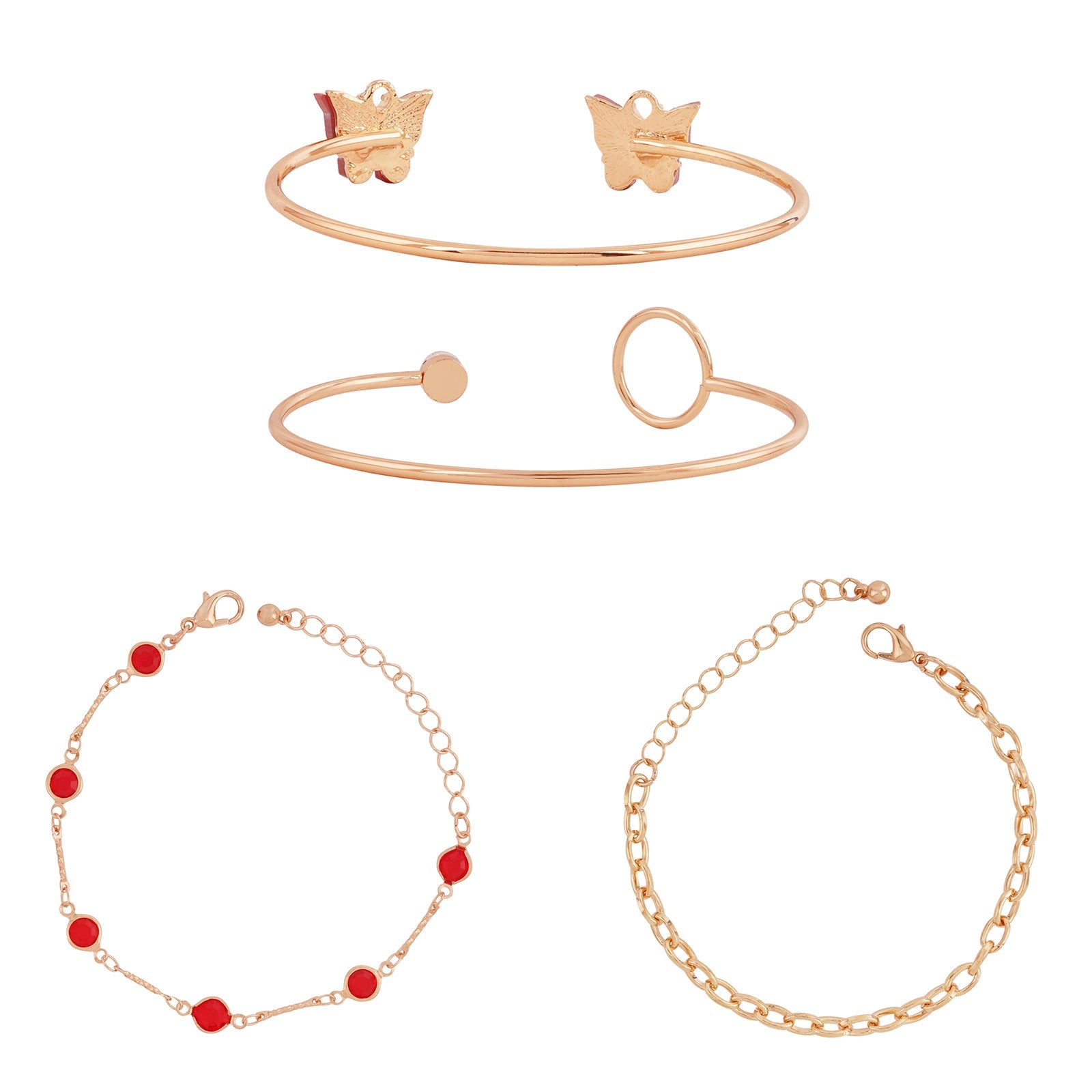 Bewitched Analeese Gold and Red  charms bracelet stack