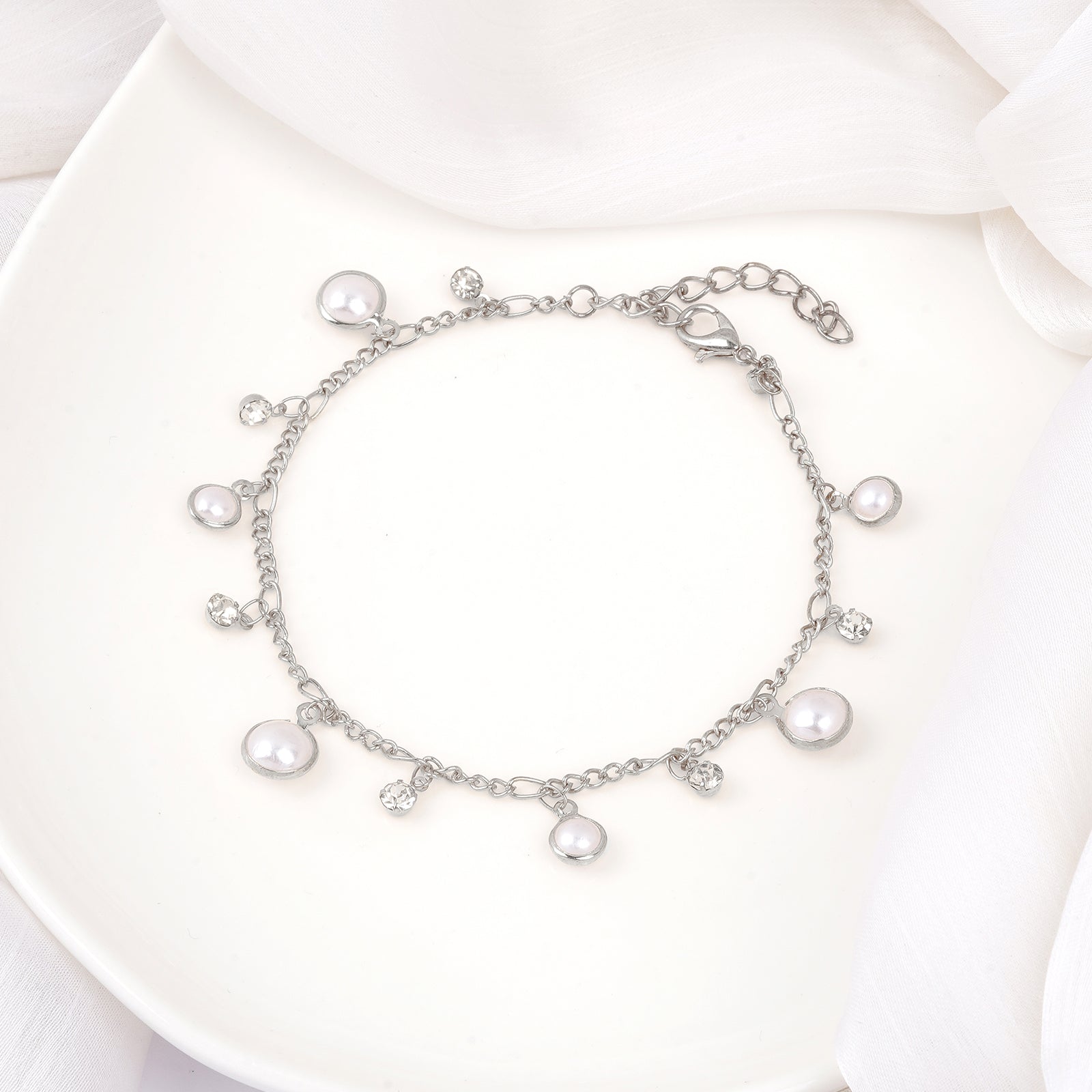Bewitched Mariam Silver and Pearl Anklet