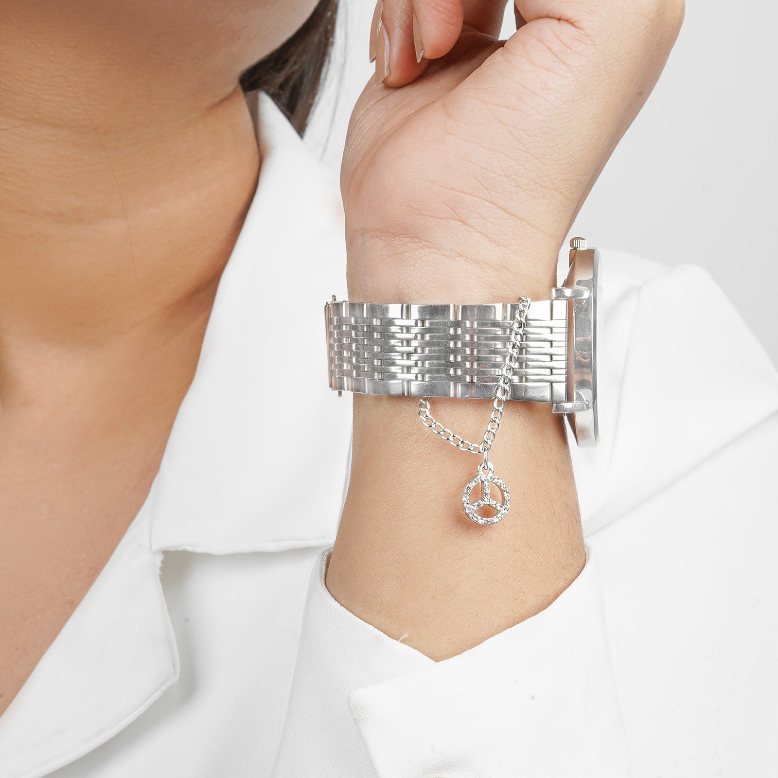 Peace Out Silver Watch Charm