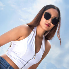 Vixen Round Cateye Sunglasses With Gold Frames And Grey Lenses