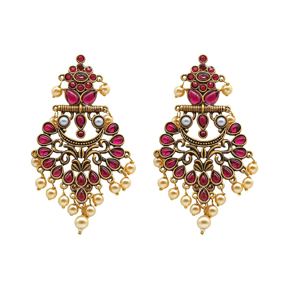 Teejh Saanchi Magenta Gold Enamel Earrings