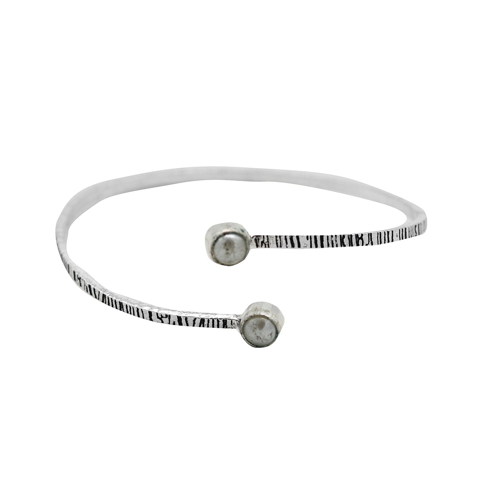 Bhamini White Silver Oxidized Bracelet