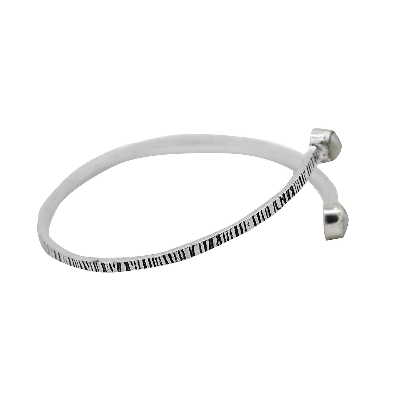Bhamini White Silver Oxidized Bracelet