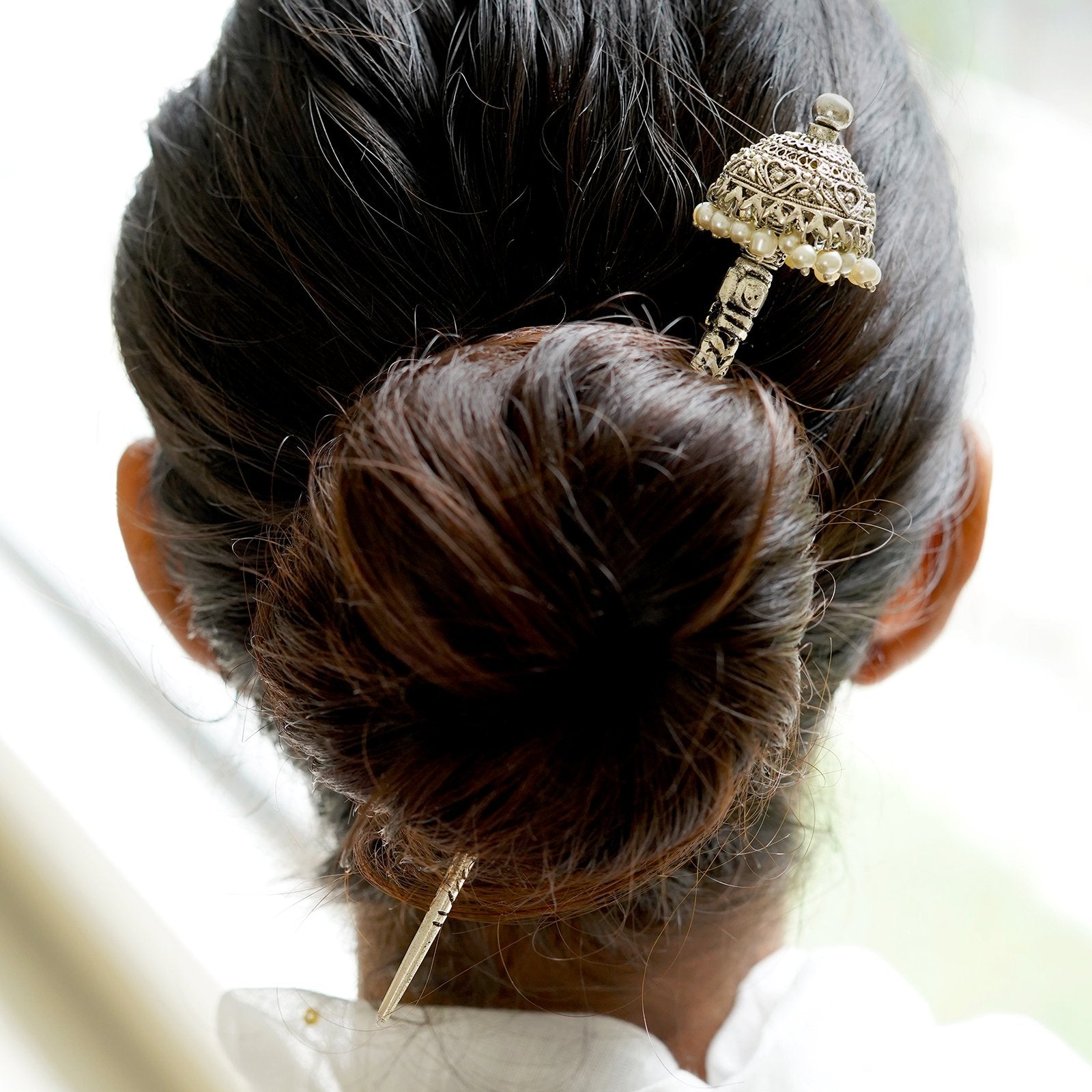 Teejh Adyaksha Silver Oxidised Hairpin