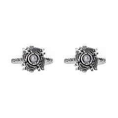 Teejh Niya White Stone Silver Oxidised Toe Rings