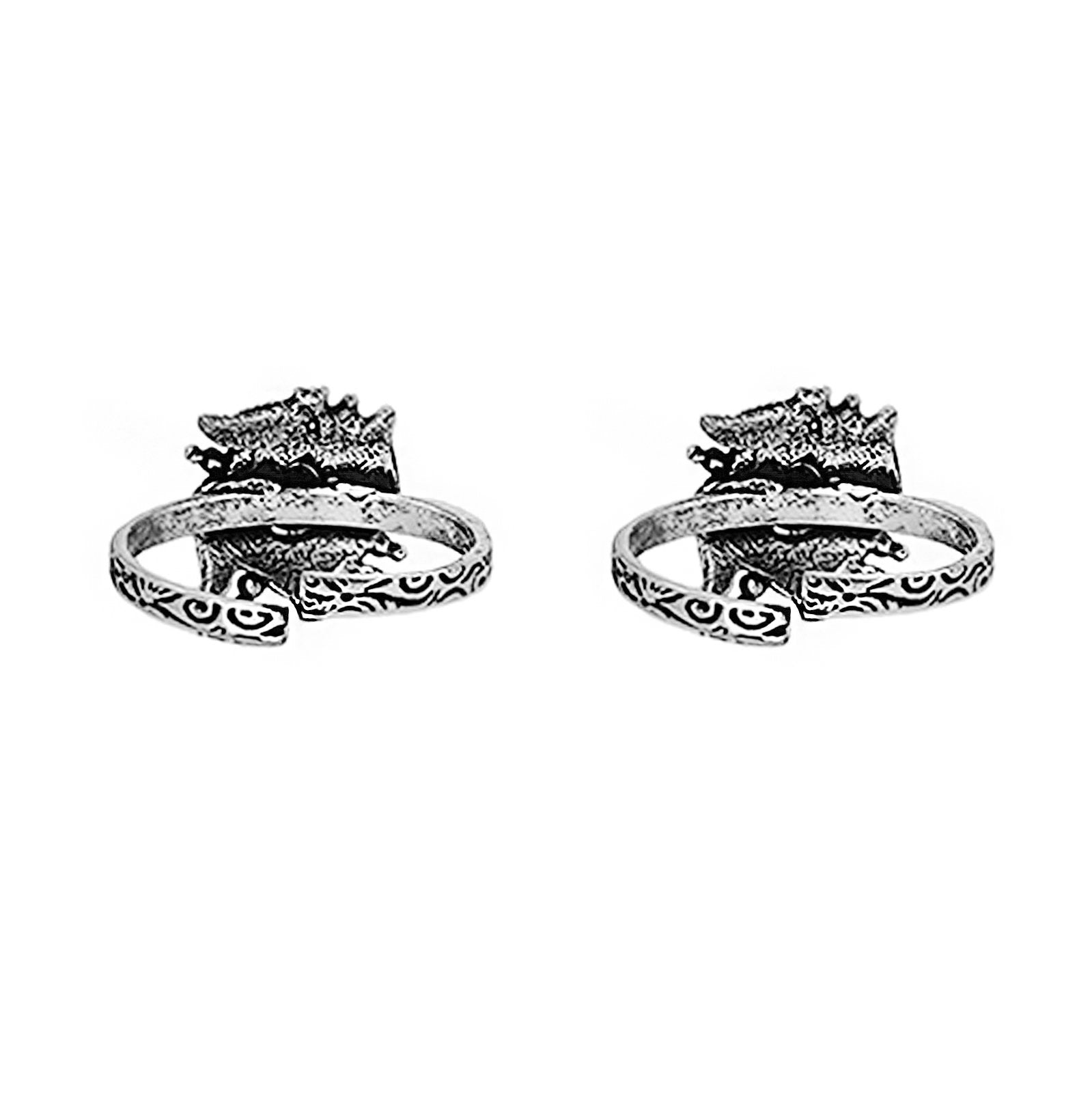 Teejh Niya White Stone Silver Oxidised Toe Rings