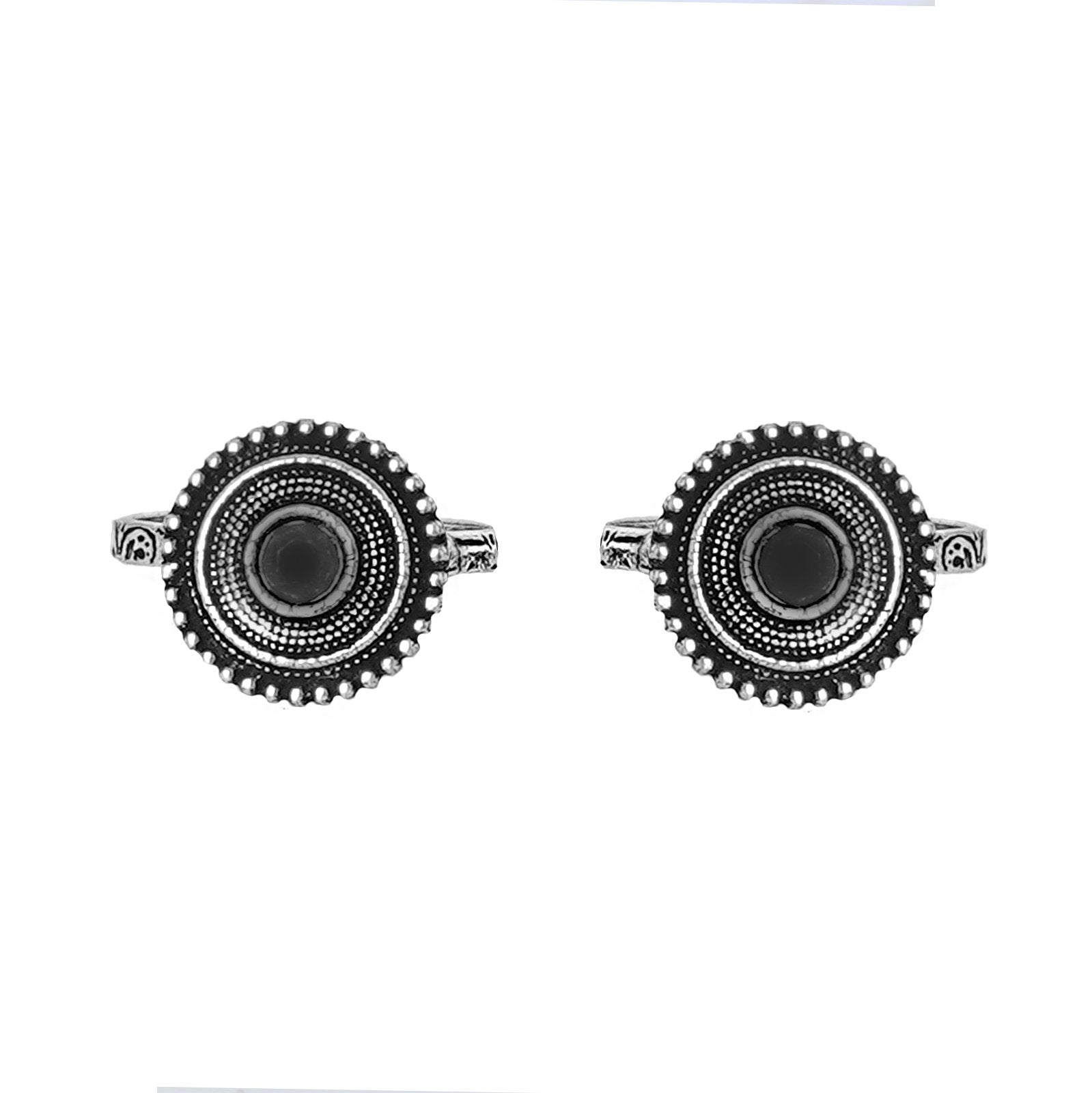 Teejh Shaanvi Black Stone Silver Oxidised Toe Rings
