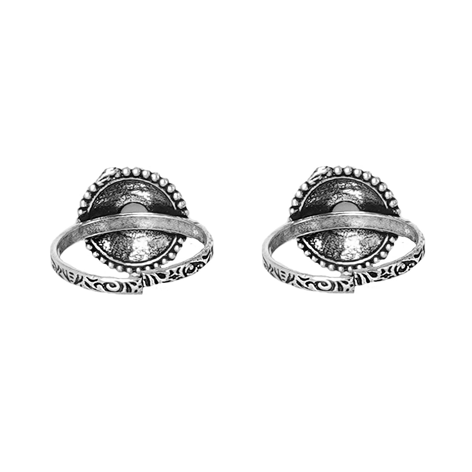 Teejh Shaanvi Black Stone Silver Oxidised Toe Rings